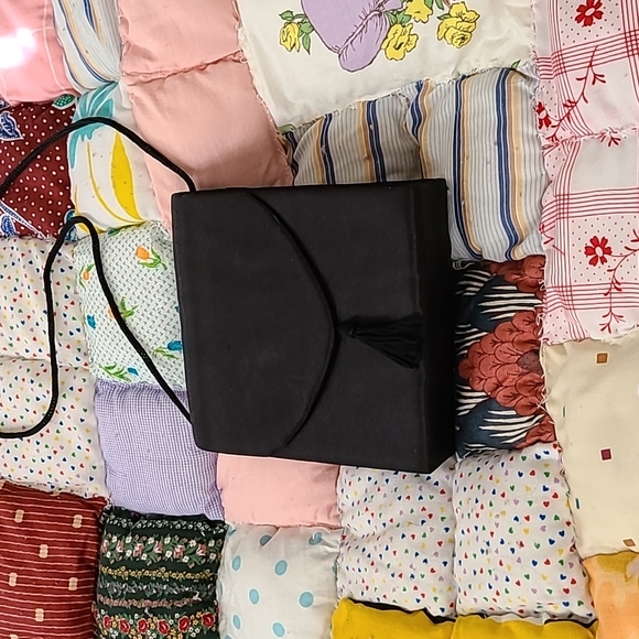 Handbags - Small Satin Snap Front Black Cocktail Purse New Without Tags